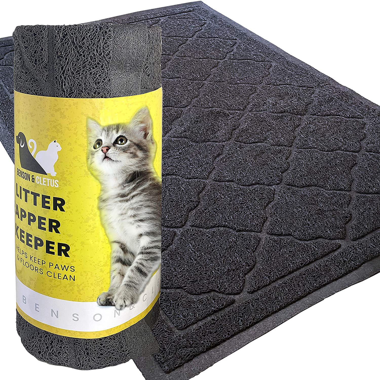 Benson & Cletus Rubber Mesh Cat Litter Mat, Grey Animals & Pet Supplies > Pet Supplies > Cat Supplies > Cat Litter Box Mats Benson & Cletus XXL (47"x36")  