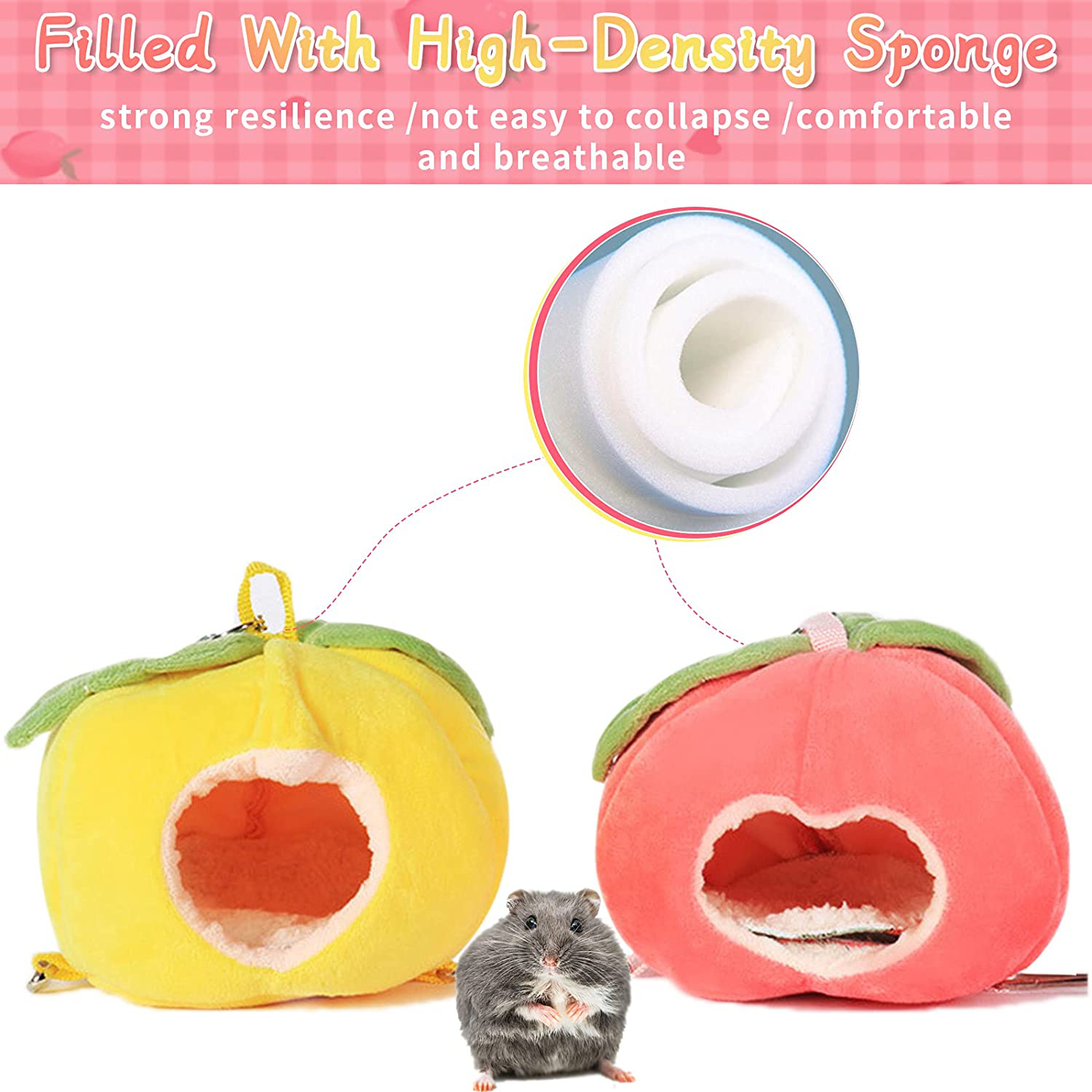 FUAMEY Small Animal Beds Winter Warm Cotton Nest, Hanging Sleeping Cave Cozy Portable Bag Tent for Guinea Pig Hamster Chinchilla, Removable Washable Mat Cage Accessories Animals & Pet Supplies > Pet Supplies > Small Animal Supplies > Small Animal Habitat Accessories FUAMEY   