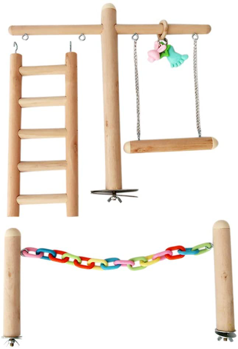 Haninetrosty Bird Cage Stand Play Gym Wood Perch Playground Parrot Climbing Ladder Chewing Chain Swing Activity Exercise Center for Lovebirds Budgies Finches Parakeets Animals & Pet Supplies > Pet Supplies > Bird Supplies > Bird Gyms & Playstands haninetrosty   