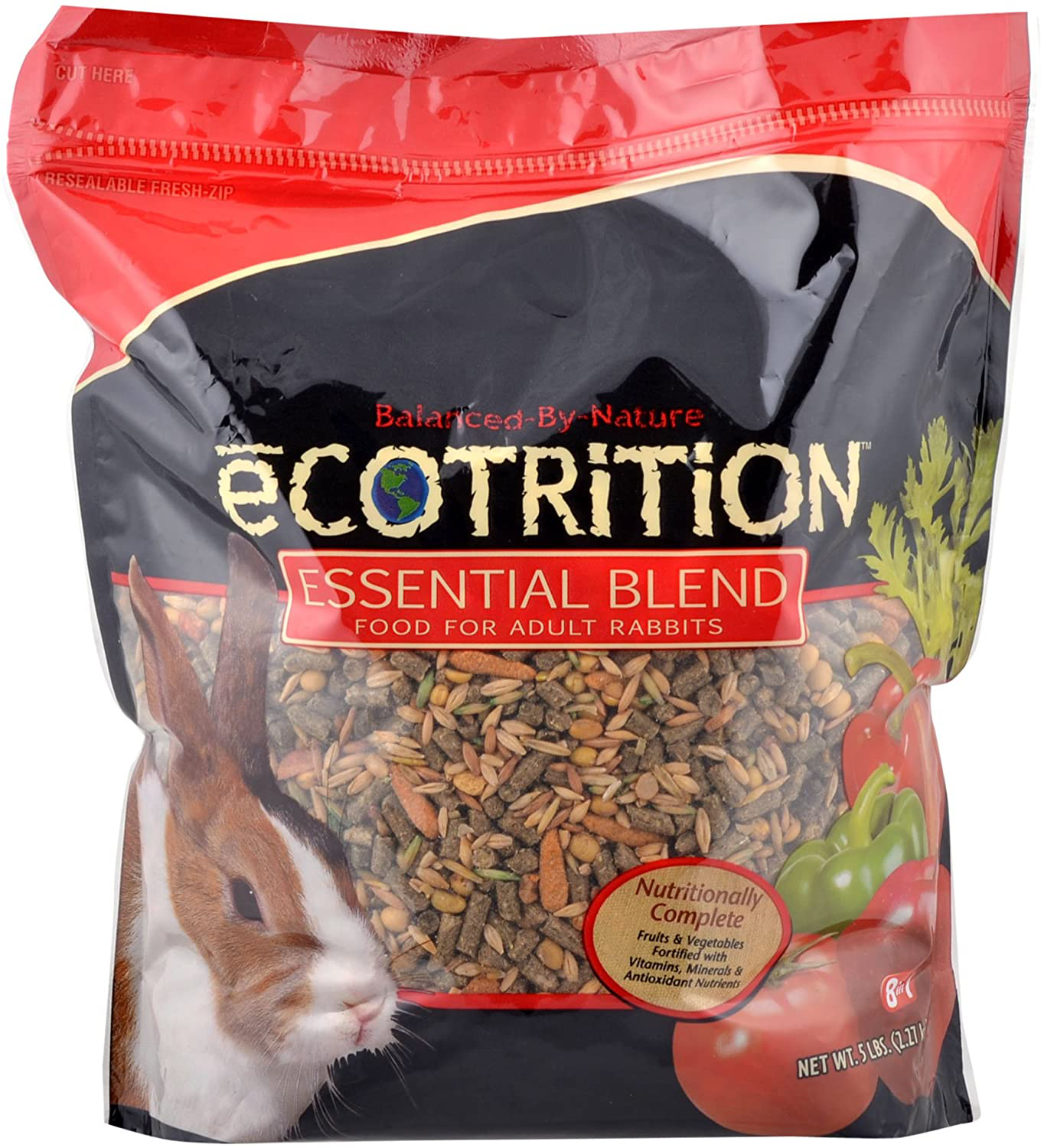 Ecotrition Essential Blend Food for Adult Rabbits, 5 Pounds, Resealable Bag