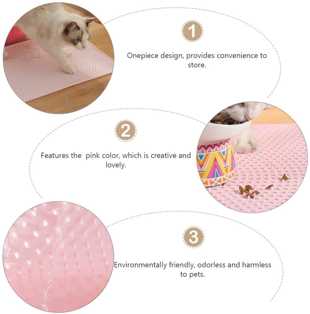 POPETPOP Cat Litter Mat Trapper Waterproof Cat Mat Litter Rug Easy Clean for Litter Box Anti-Slip Placemat for Cats (Pink) Animals & Pet Supplies > Pet Supplies > Cat Supplies > Cat Litter Box Mats POPETPOP   