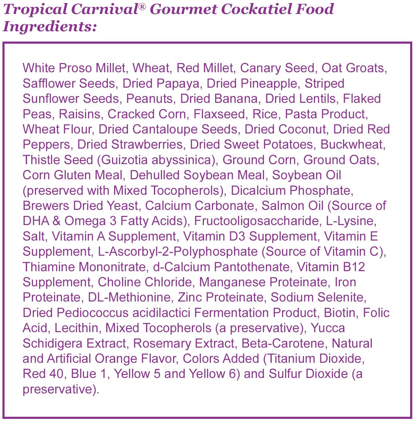 Tropical Carnival F.M. Brown'S, Gourmet Bird Food for Cockatiels, Lovebirds, and Conures, Vitamin-Nutrient Fortified Daily Diet Animals & Pet Supplies > Pet Supplies > Bird Supplies > Bird Food Tropical Carnival   