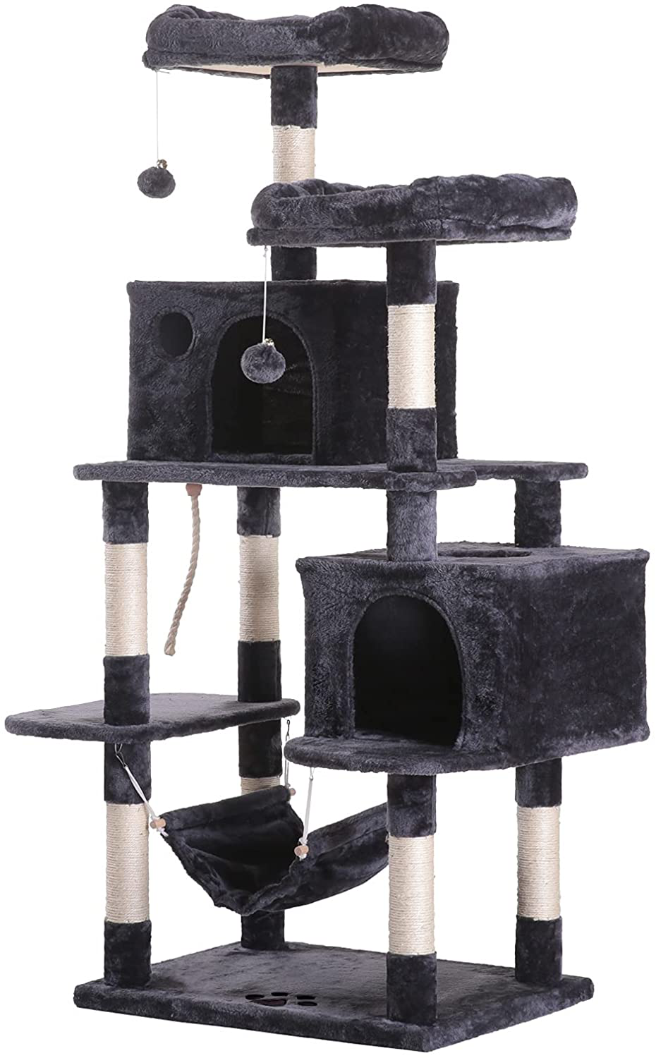 Hey-Bro Extra Large Multi-Level Cat Tree Condo Furniture with Sisal-Covered Scratching Posts, 2 Bigger Plush Condos, Perch Hammock for Kittens, Cats and Pets Animals & Pet Supplies > Pet Supplies > Cat Supplies > Cat Furniture Hey-brother Smoky Gray  