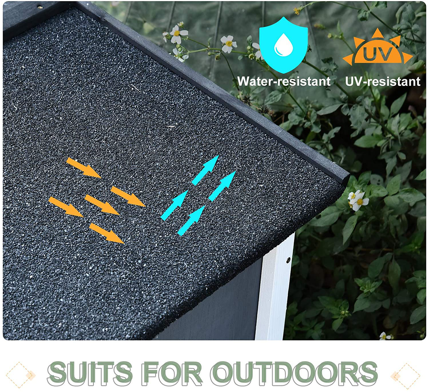 Pawhut Fir Wood Rabbit Hutch with 2 Story Design, Bunny Cage Run with Patio, Asphalt Roof and Pull Out Tray, Grey Animals & Pet Supplies > Pet Supplies > Small Animal Supplies > Small Animal Habitats & Cages PawHut   