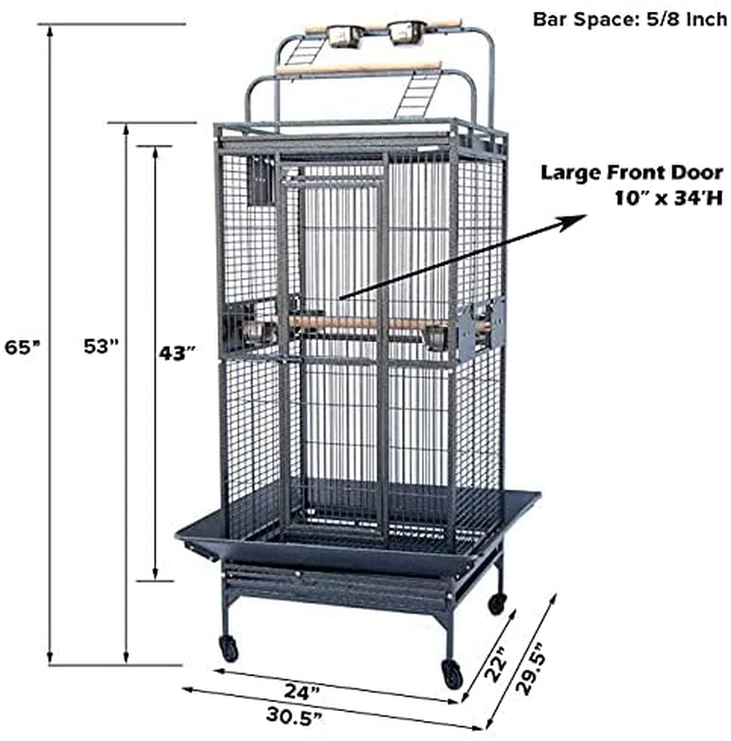 Large Elegance Wrought Iron Bird Parrot Stand Perch Cage Double Ladders Open/Close Play Top, Include Seed Guard Animals & Pet Supplies > Pet Supplies > Bird Supplies > Bird Cages & Stands Mcage   