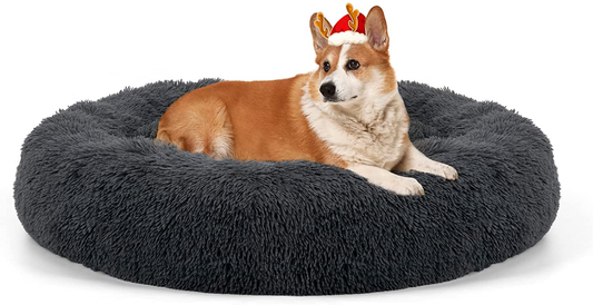 Dog Bed, Calming Cat Bed, Upgraded Thick Pet Donut Cuddler, Detachable Washable Cozy Bed with Anti-Slip & Water-Resistant Bottom, Pet Cushion Bed for Small Medium Large X-Large Dog or Cat Animals & Pet Supplies > Pet Supplies > Cat Supplies > Cat Beds Arien Dark Grey Small(23"*23") 