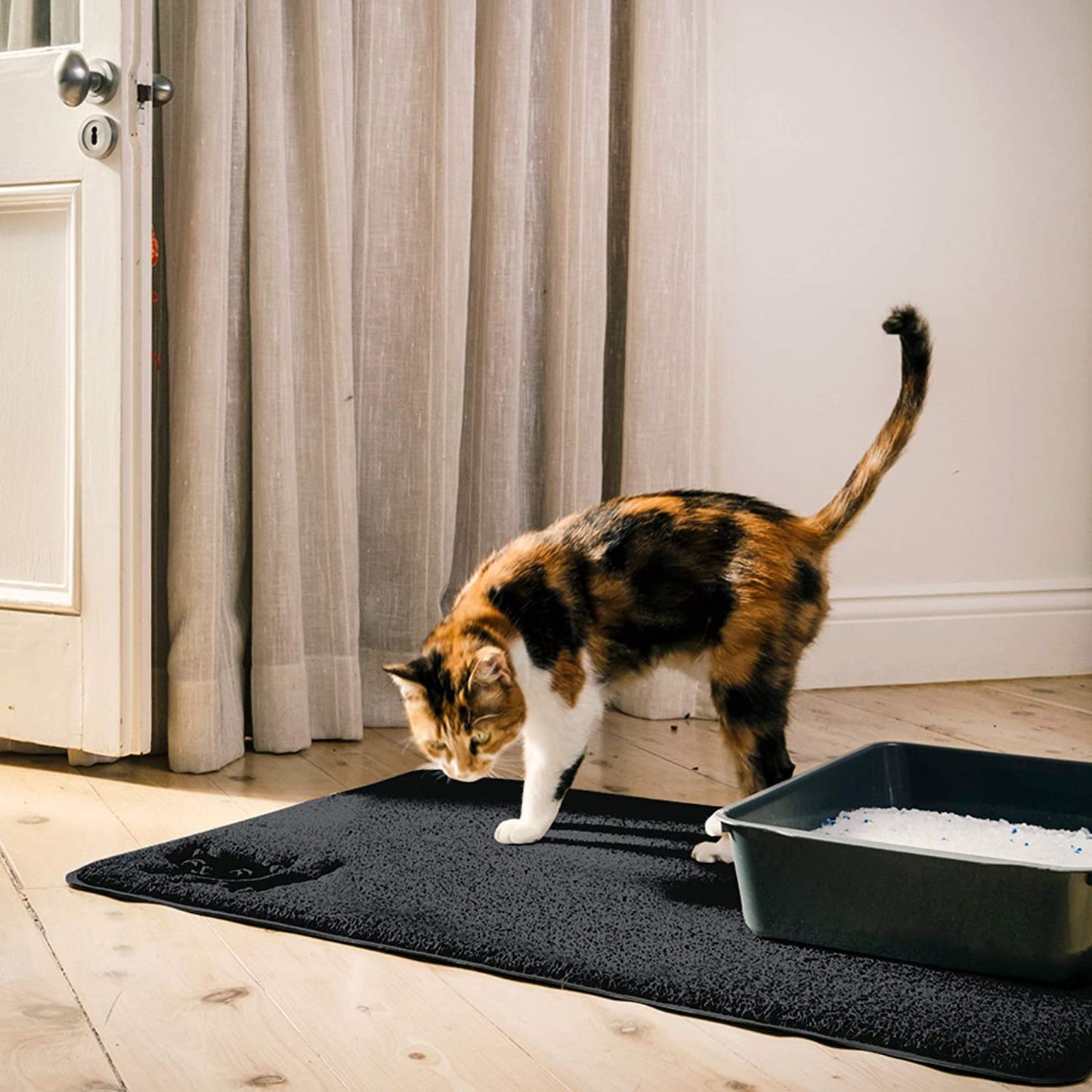 Smiling Paws Pets Cat Litter Mat, BPA Free, Non-Slip - Tear & Scratch Proof, Water Resistant, Easy to Clean Kitty Litter Catcher with Scatter Control Animals & Pet Supplies > Pet Supplies > Cat Supplies > Cat Litter Box Mats Smiling Paws Pets   