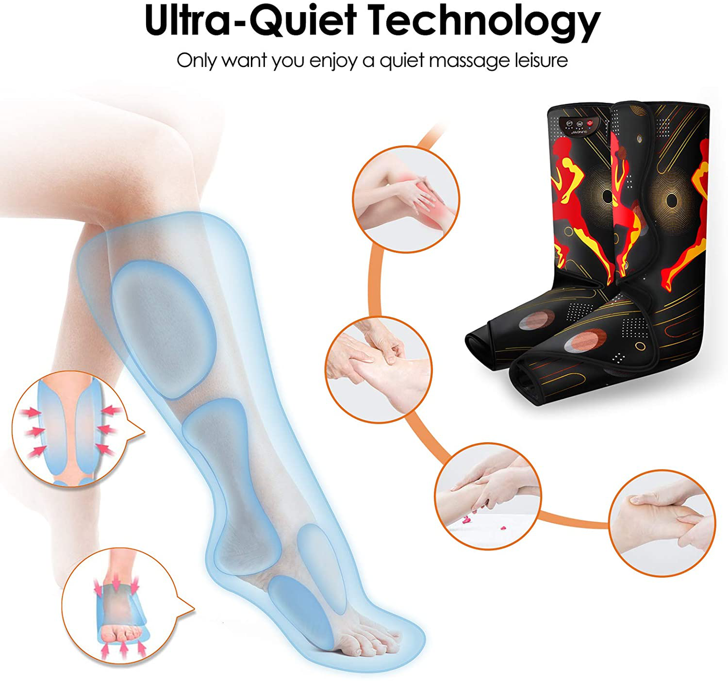 QUINEAR Rechargeable Air Compression Leg Massager, Cordless Foot and Calf Massager for Leg Circulation and Muscles Relaxation, Sport Recovery Animals & Pet Supplies > Pet Supplies > Dog Supplies > Dog Treadmills QUINEAR   