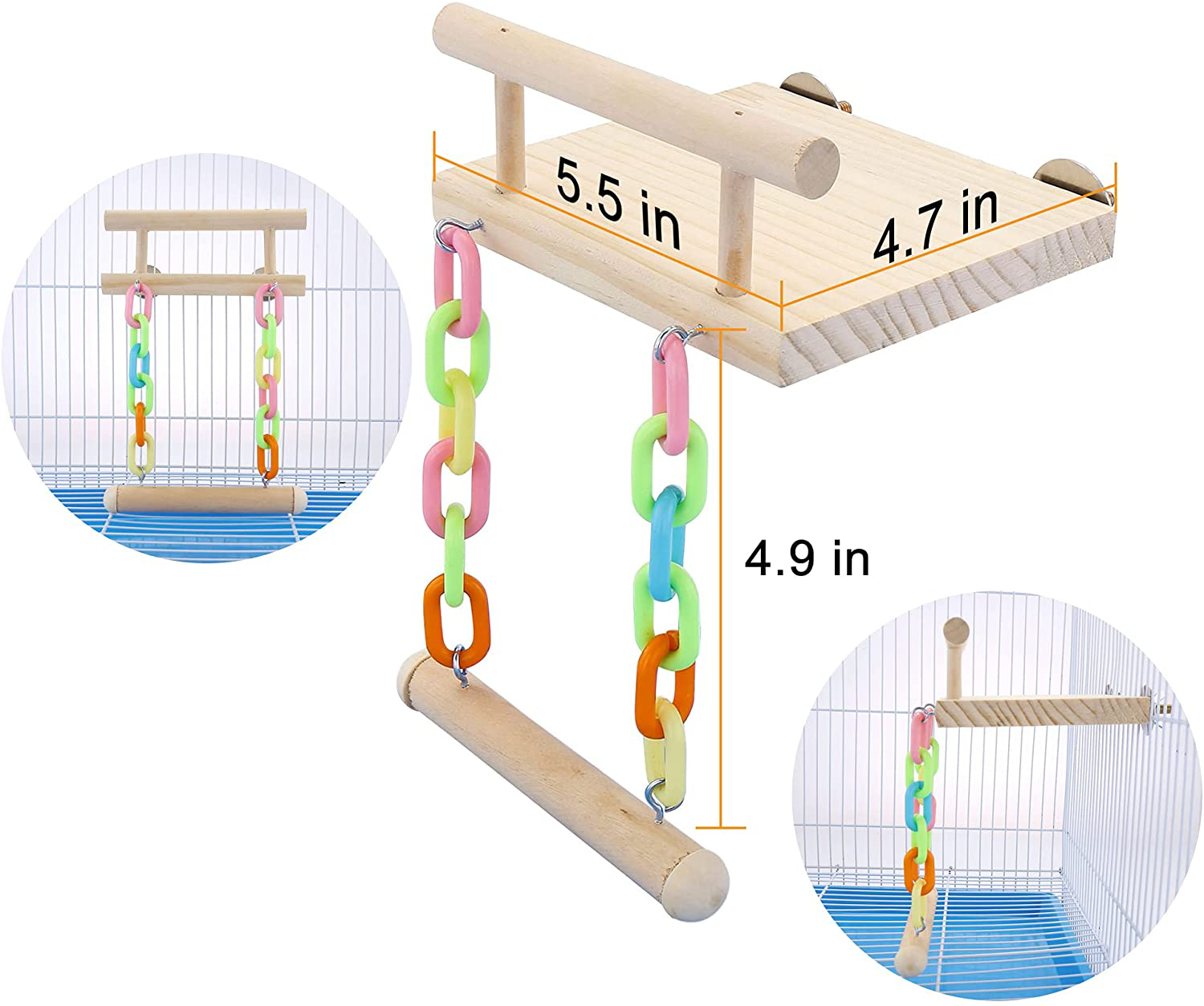 Filhome Bird Perch Stand Toy, Parrot Bird Cage Platform & Swing Gym Accessories for Parakeets Cockatiels, Conures, Macaws, Finches Animals & Pet Supplies > Pet Supplies > Bird Supplies > Bird Gyms & Playstands Filhome   