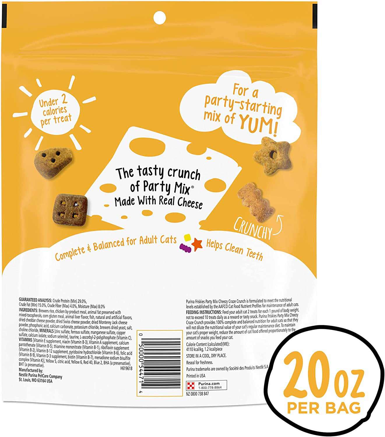 Purina Friskies Made in USA Facilities Cat Treats, Party Mix Cheezy Craze Crunch - 20 Oz. Pouch Animals & Pet Supplies > Pet Supplies > Cat Supplies > Cat Treats Purina Friskies   