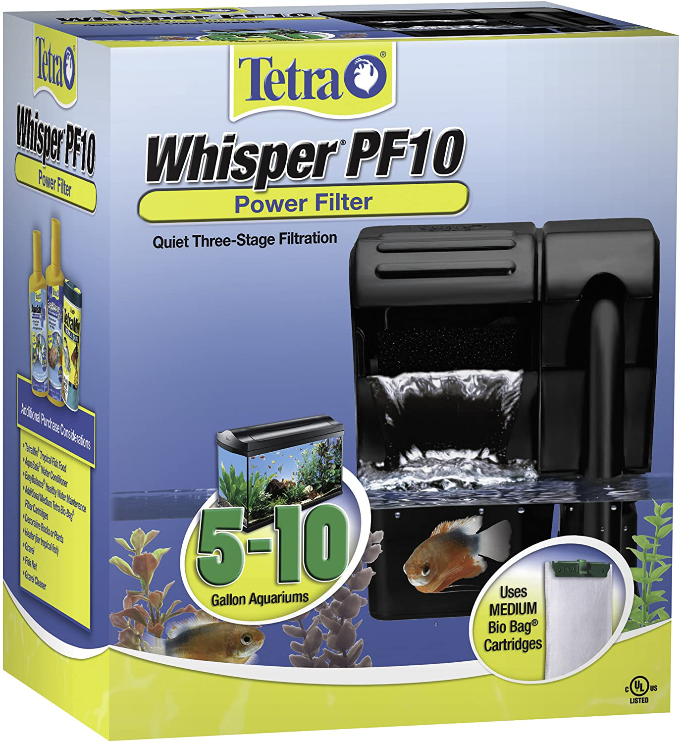 Tetra Whisper Power Filter 10 Gallons, Quiet 3-Stage Aquarium Filtration (26316) Animals & Pet Supplies > Pet Supplies > Fish Supplies > Aquarium Filters Tetra   