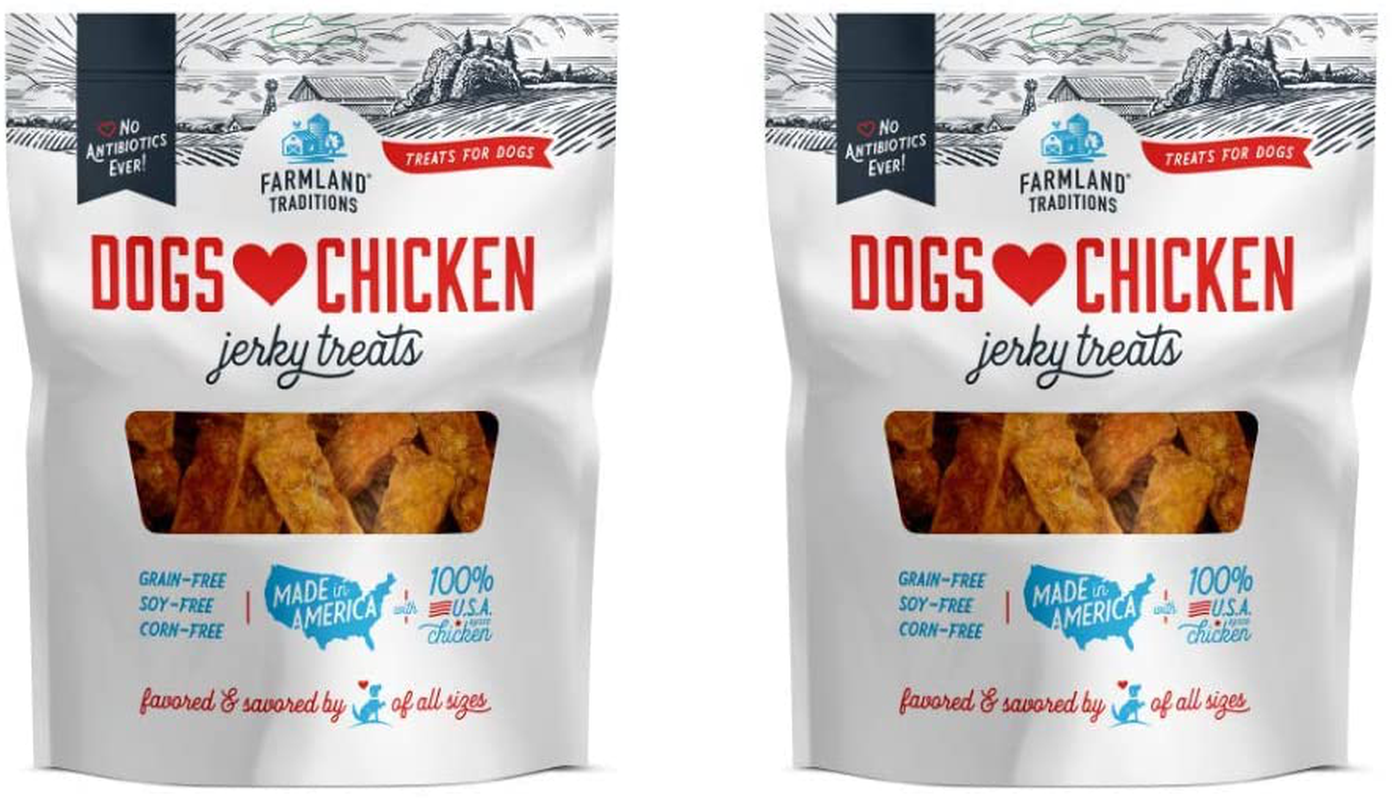 Farmland Traditions Dogs Love Chicken Premium Jerky Treats for Dogs Animals & Pet Supplies > Pet Supplies > Dog Supplies > Dog Treats Farmland Traditions 2 x 1 lb. bags NAE USA Chicken (2 lbs. total)  