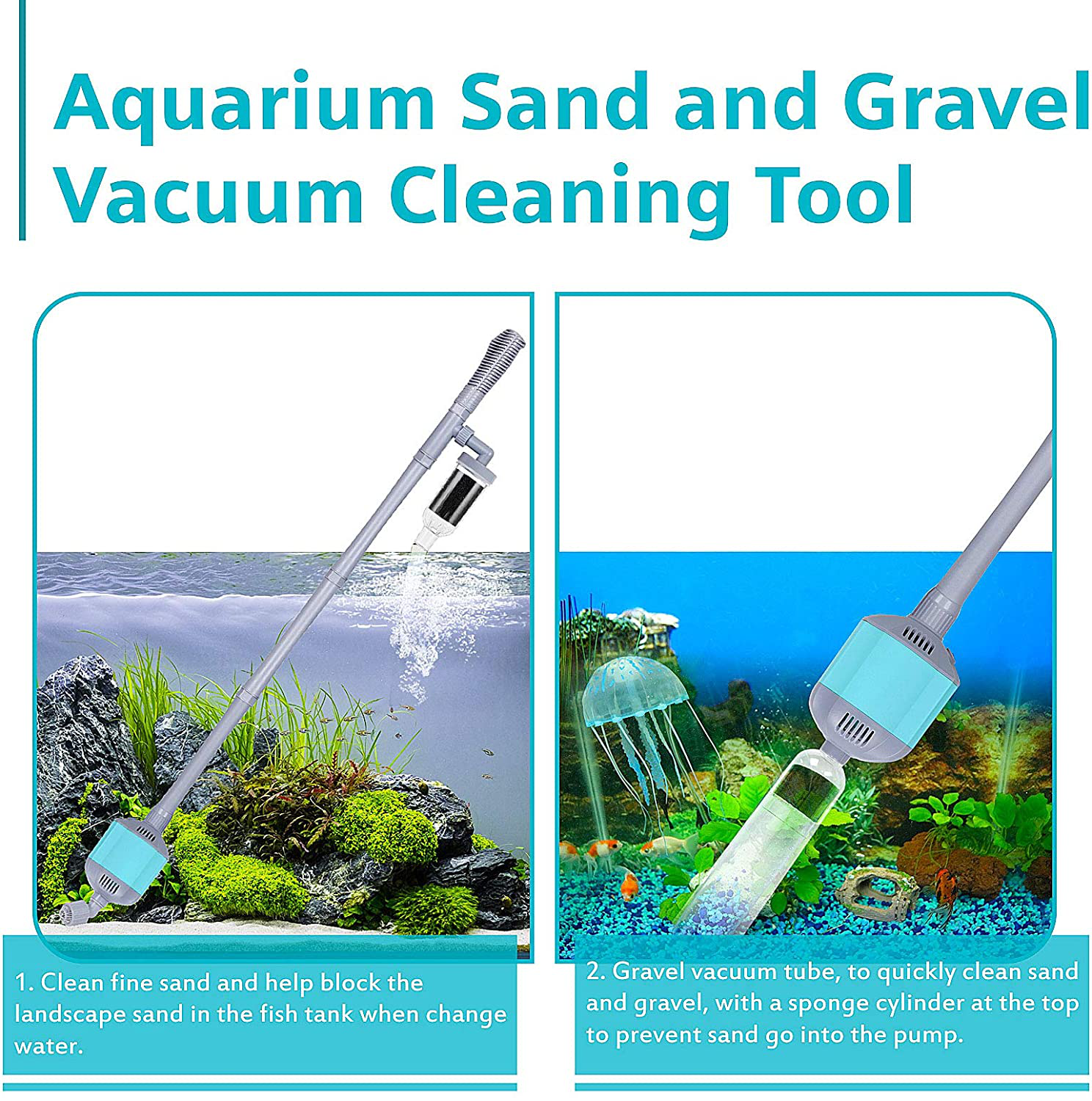 Hygger Electric Aquarium Vacuum Cleaning Tools, 15W Automatic Sand Gravel Cleaners with Sponge Filters, Fish Tank Water Changer Comes with 6.7Ft Water Tube Animals & Pet Supplies > Pet Supplies > Fish Supplies > Aquarium Cleaning Supplies hygger   