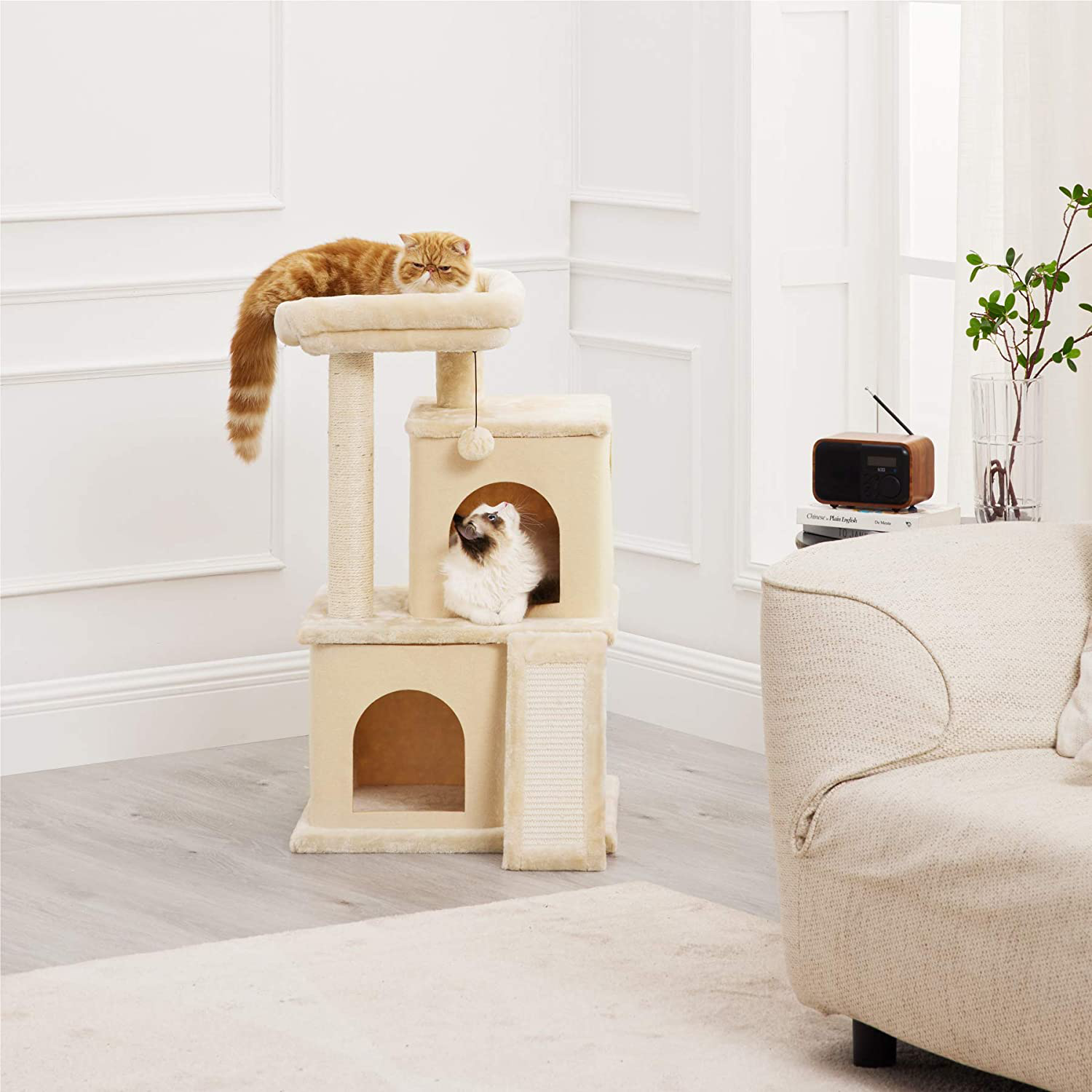 Lesure Cat Tree for Indoor Cats - Large Cat Tower Condos with Scratching Post and Platform, Multi-Level Pet Play House Stable Kitty Furniture, 34 Inches Tall Animals & Pet Supplies > Pet Supplies > Cat Supplies > Cat Furniture LE SURE   