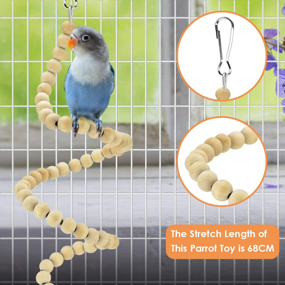 KATUMO Bird Toys, Natural Wood Coconut Bird House with Ladder Hanging Swing Pet Climbing Rotated Ladder Chewing Bells Bird Toys for Parakeet, Conure, Cockatiel, Mynah, Love Birds, Finch Animals & Pet Supplies > Pet Supplies > Bird Supplies > Bird Cage Accessories KATUMO   