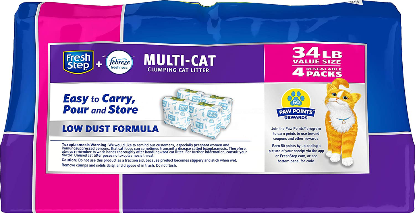 Fresh Step Multi-Cat Scented Litter with the Power of Febreze, Clumping Cat Litter, 34 Pounds (Package May Vary) (Package May Vary) Animals & Pet Supplies > Pet Supplies > Cat Supplies > Cat Litter Fresh Step   