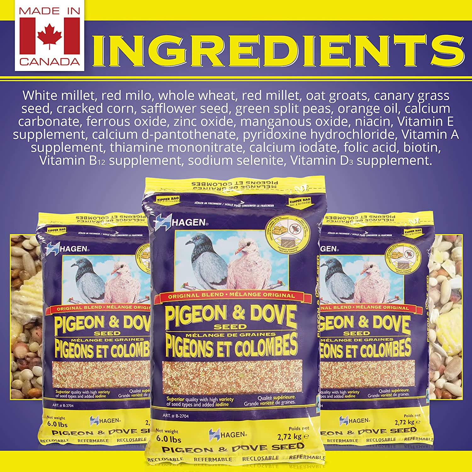 Hagen Pigeon & Dove Seed, Nutritionally Complete Bird Food Animals & Pet Supplies > Pet Supplies > Bird Supplies > Bird Food Hagen   