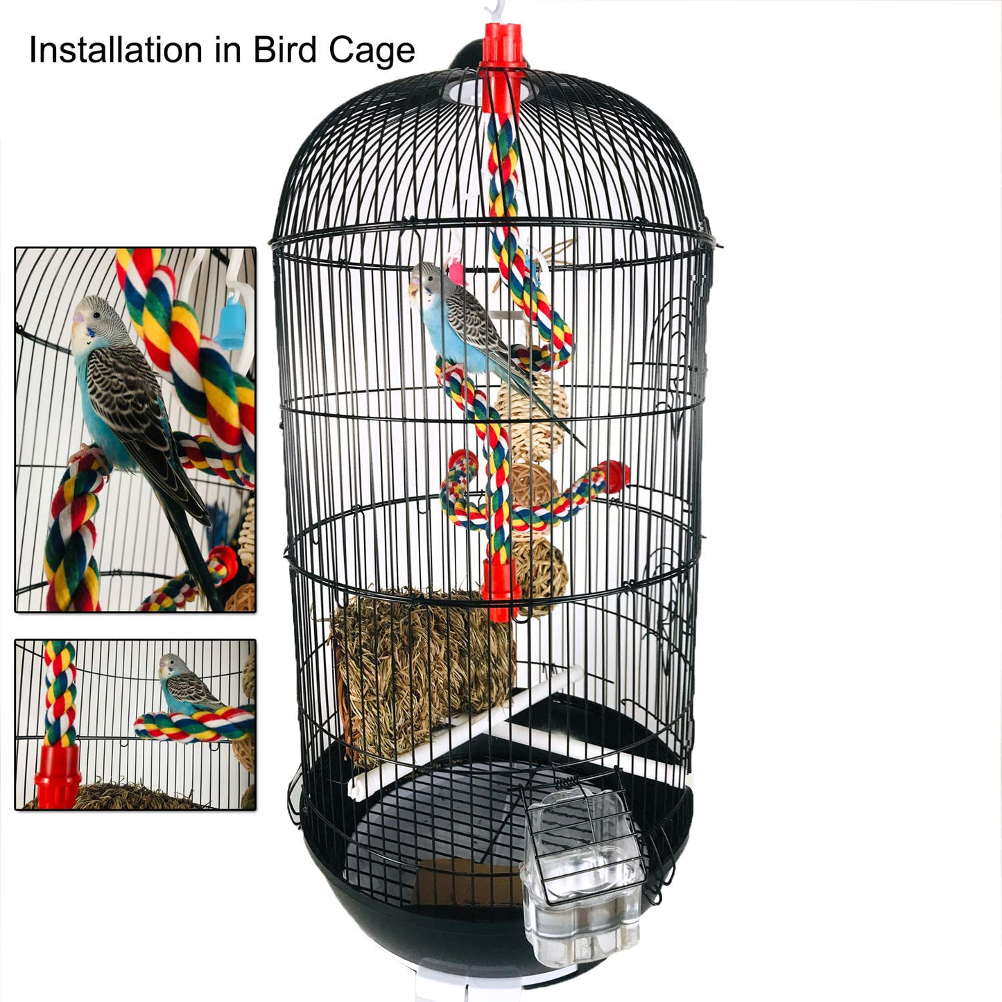 Bird Rope Perch Comfy Cotton Spiral Bungee Swing Climbing Standing Ladder for Bird Cage Parrot Toy Free Bending Animals & Pet Supplies > Pet Supplies > Bird Supplies > Bird Ladders & Perches iLeson   