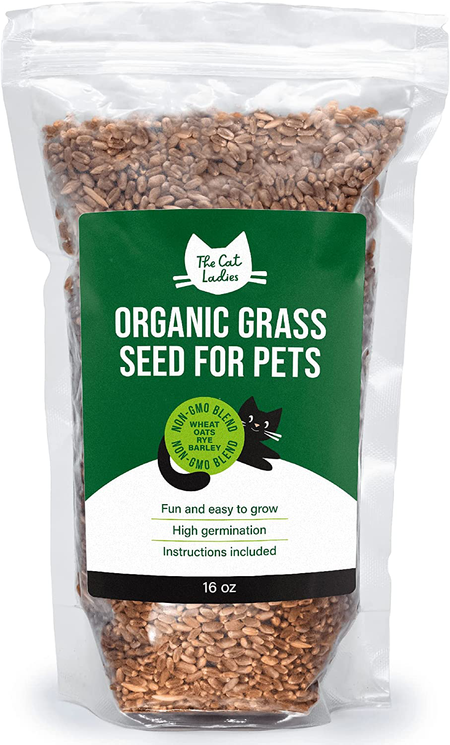 The Cat Ladies 100% Organic Cat Grass Seed (Non GMO) Animals & Pet Supplies > Pet Supplies > Cat Supplies > Cat Treats The Cat Ladies 16Oz  