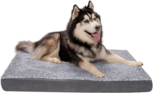 CALM-N-COMFY Orthopedic Pet Beds - Sofa and Mattress Tonal Faux Fur and Suede Orthopedic Dog Beds with Removable Washable Cover for Dogs and Cats - Multiple Colors and Sizes Animals & Pet Supplies > Pet Supplies > Dog Supplies > Dog Beds CALM-N-COMFY Mattress - Gray Jumbo 