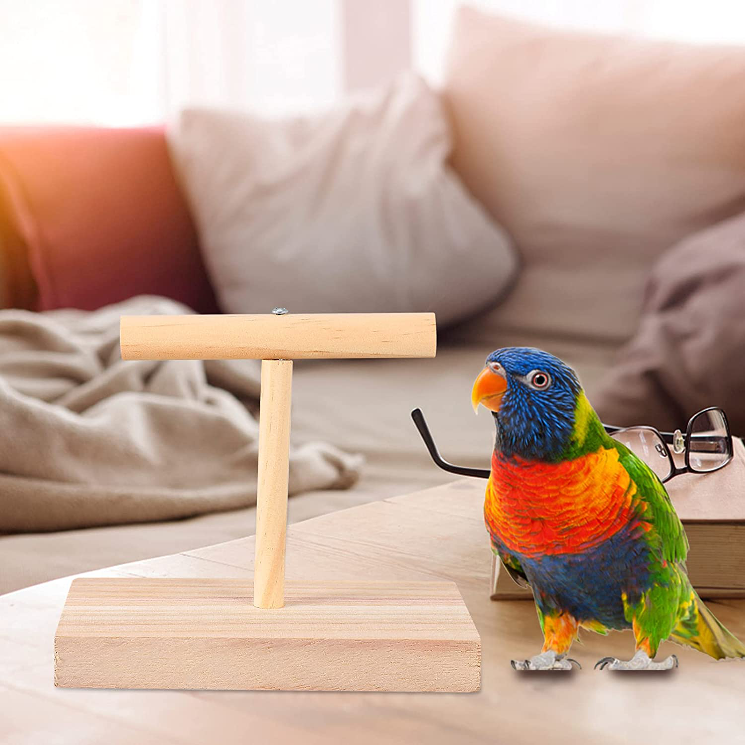 STOBOK 1Pc Bird Training Stand, Wooden Parrot Training T Stand Perch Bird Cage Stand Playstand Playgound Play Gym for Concures Parakeets Lovebirds Cockatiels Animals & Pet Supplies > Pet Supplies > Bird Supplies > Bird Gyms & Playstands STOBOK   