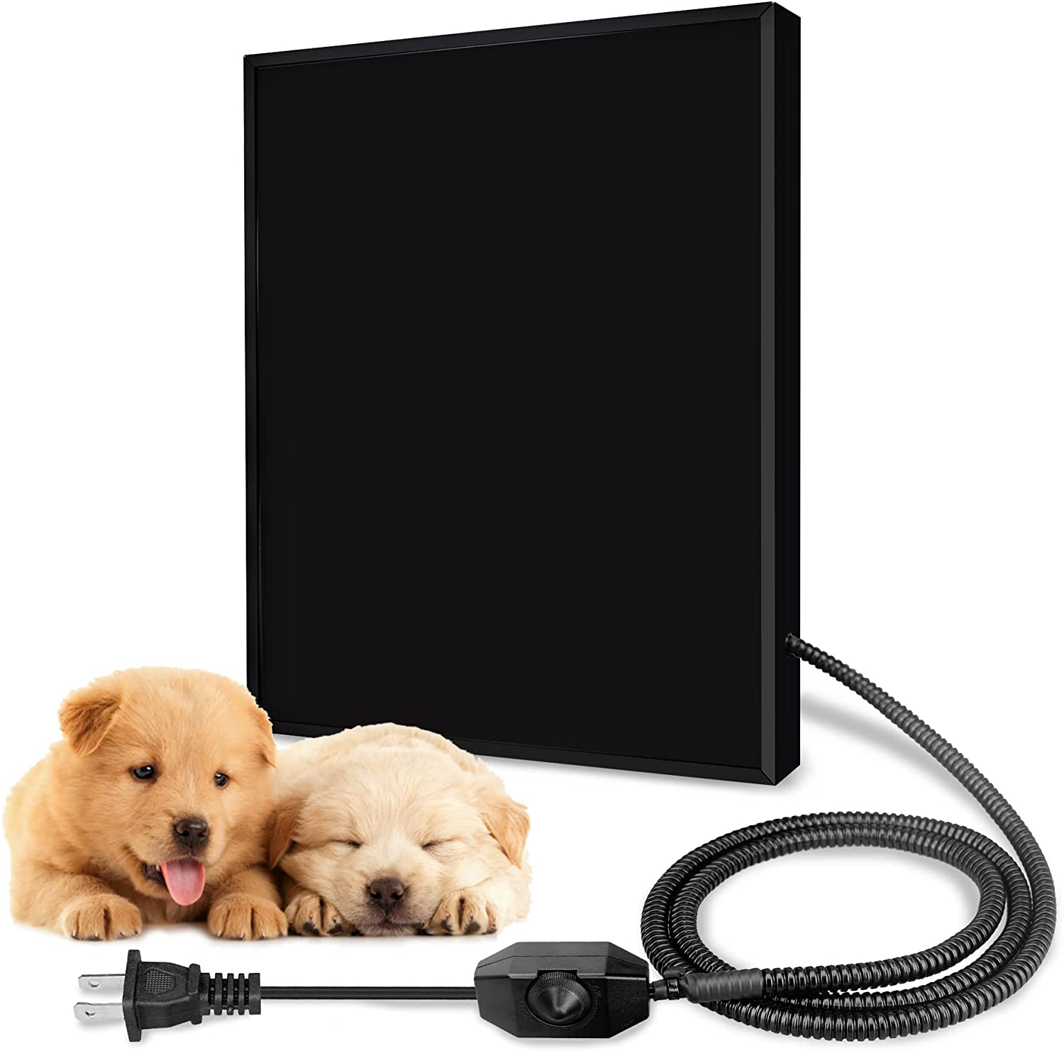 Dog House Heater with anti Bite Cord, Adjustable Radiant Heat Flat Panel Heater for Pets Animals, Black
