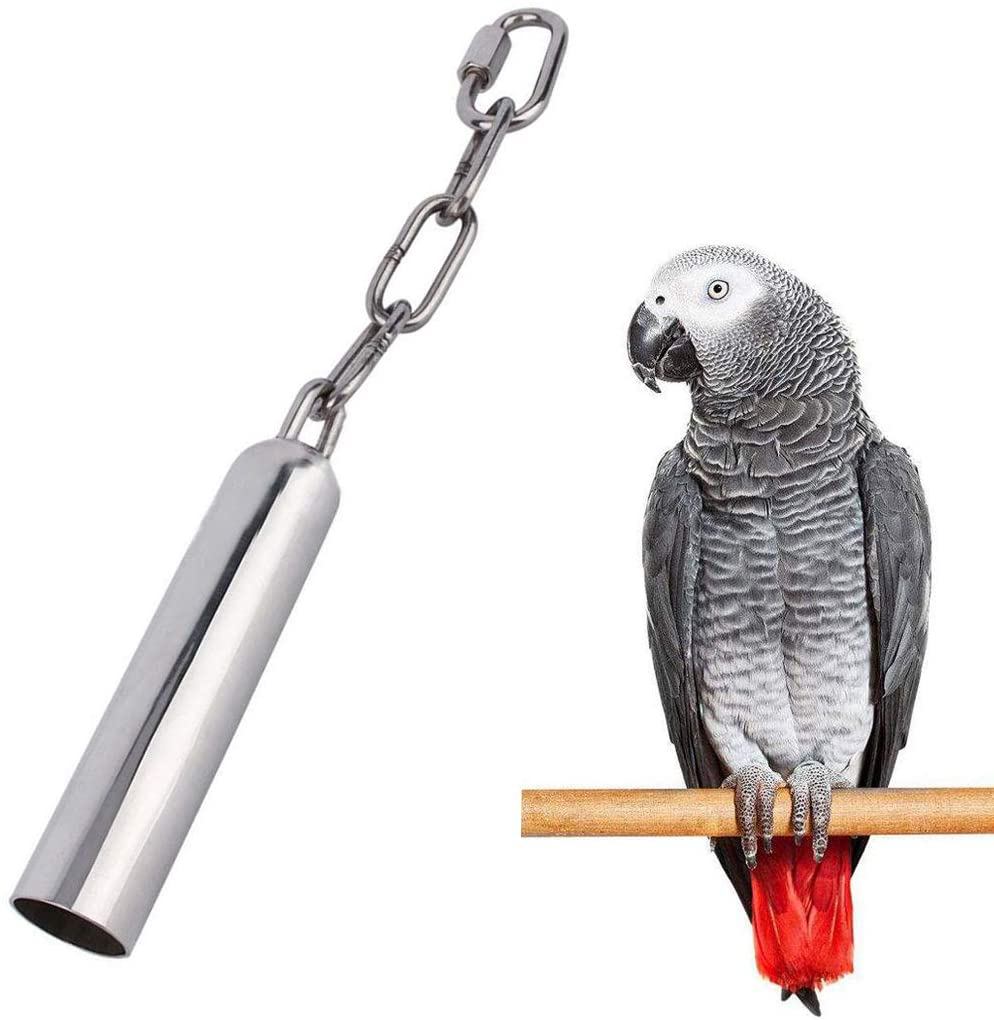 Stainless Steel Bell Toy Bird Cage Hanging Bite Toy for Parrot Parakeet Budgie Cockatiel Conure African Greys Animals & Pet Supplies > Pet Supplies > Bird Supplies > Bird Cage Accessories Wontee S  