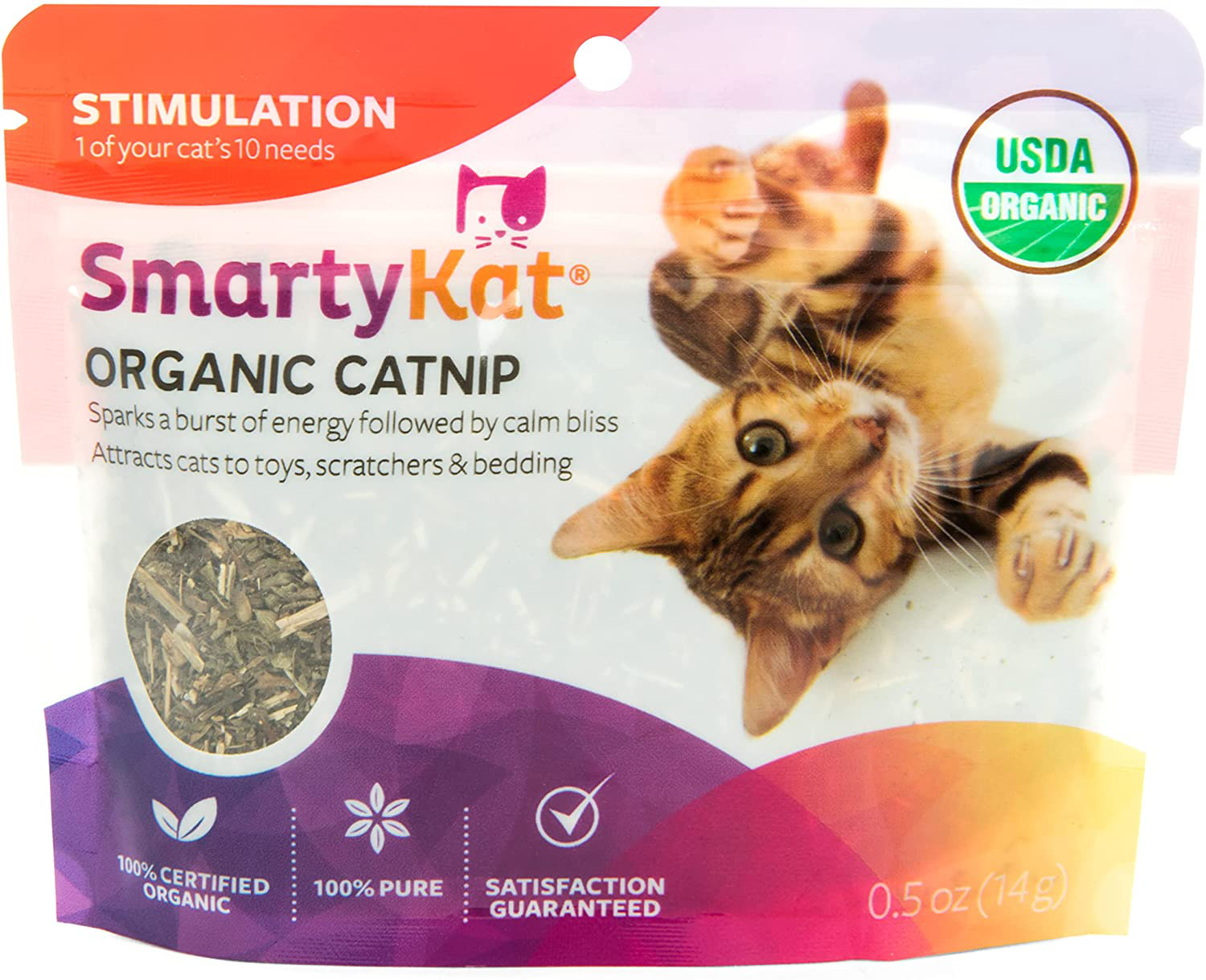 Smartykat, Organic Catnip, for Cats, 100% Certified Organic, Natural, Pure, Potent, Resealable Animals & Pet Supplies > Pet Supplies > Cat Supplies > Cat Treats SmartyKat .5oz Pouch  