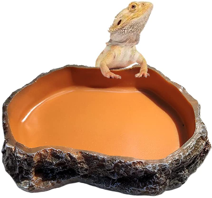 Runxf Simulation Rock Reptile Feeding Bowls Resin Feeder Lizard Toad Tortoise Hedgehog Habitat Accessories Terrarium Tank Ornament Water Food Dish,5.5 X 3.7 X 1.2Inches (Medium) Animals & Pet Supplies > Pet Supplies > Reptile & Amphibian Supplies > Reptile & Amphibian Substrates RunXF S  