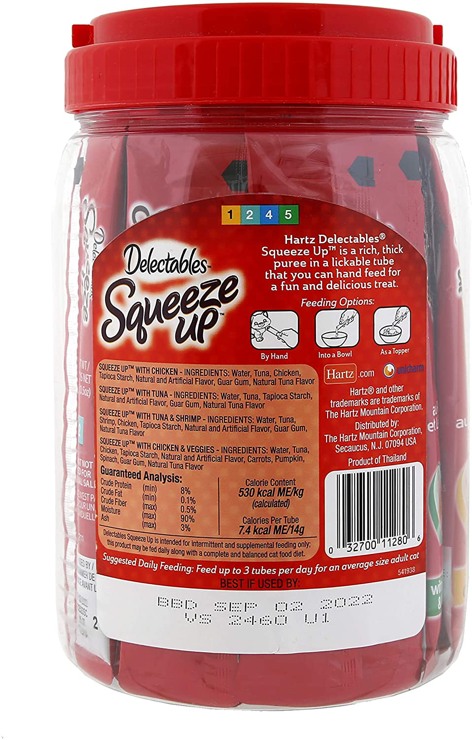 Hartz Delectables Squeeze up Interactive Lickable Wet Cat Treats for Adult & Senior Cats, Multiple Flavors Animals & Pet Supplies > Pet Supplies > Bird Supplies > Bird Treats Hartz   