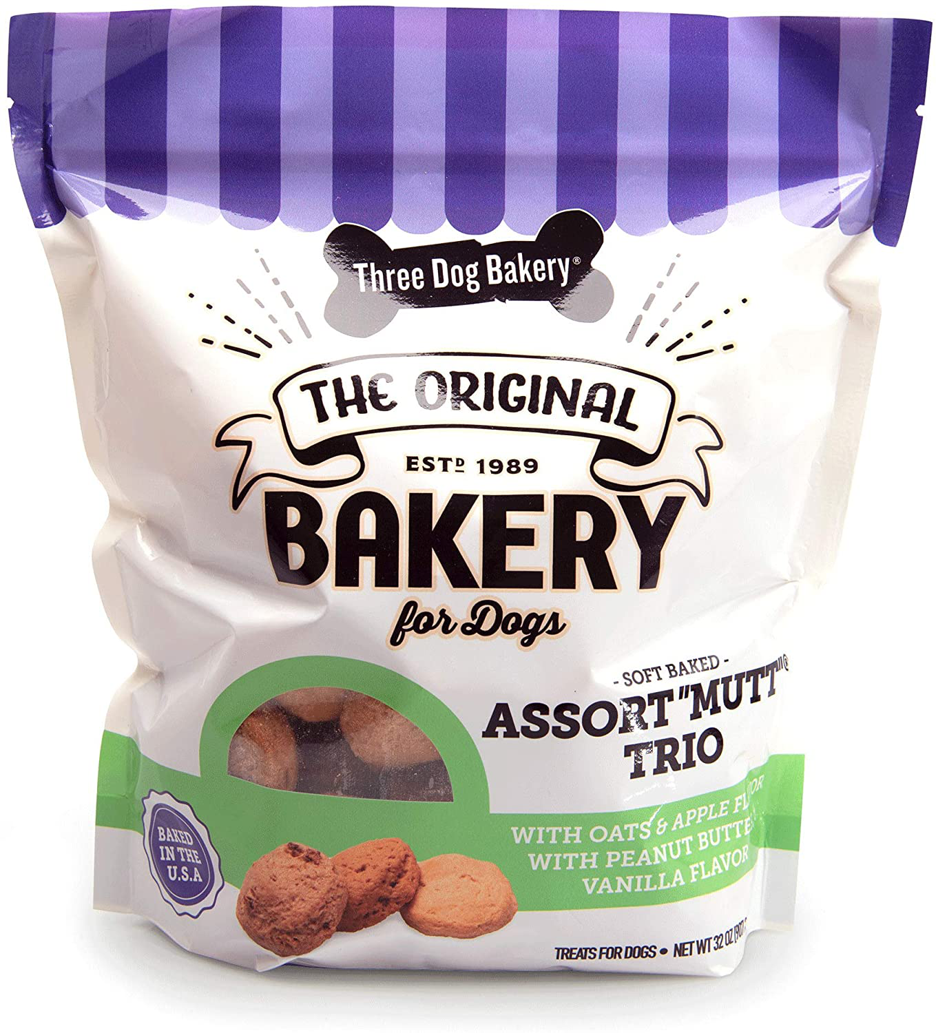 Three Dog Bakery Assort Mutt Trio, Soft Baked Cookies for Dogs Animals & Pet Supplies > Pet Supplies > Small Animal Supplies > Small Animal Treats Three Dog Bakery 2 Pound (Pack of 1)  