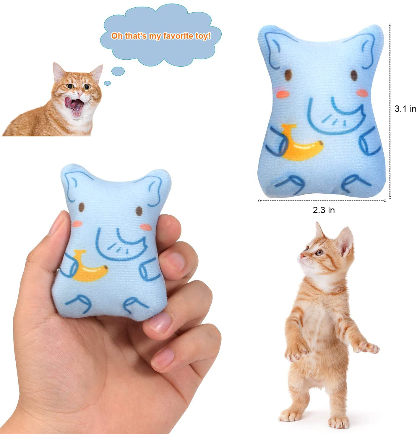 Potaroma 6Pcs Catnip Toys, Cat Chew Toys, Anti-Biting Plush Interactive Kitten Toys, Novel Soft & Healthy Cartoon Animal Models for Cats, Catnip Filled Toys for Cat Exercise Animals & Pet Supplies > Pet Supplies > Cat Supplies > Cat Toys Potaroma   