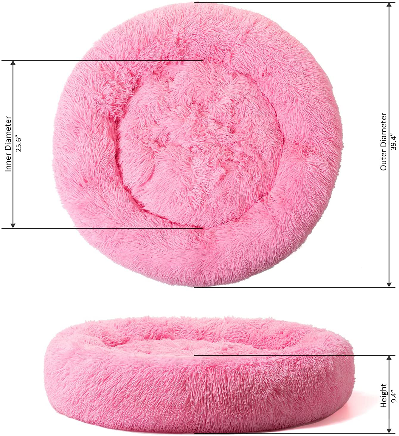 Dancewhale Cat Bed Donut Cuddler, Flurry Warming round Plush Cushion Mat for Small Medium Large Dogs and Cats, Indoor Sleeping Bed