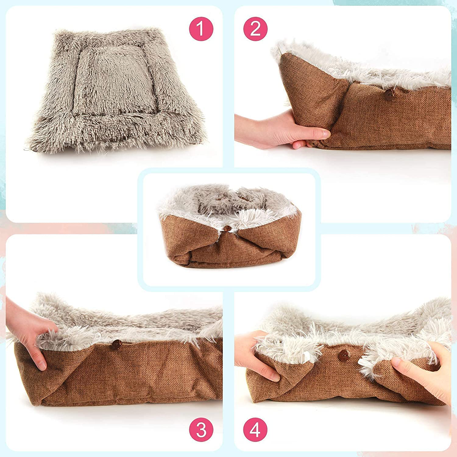 Cat Beds for Indoor Cats,Self Warming Cat Bed Calming Dog Crate Bed Plush Fluffy Dog Mat Faux Fur Pet Bed for Kittens Puppy Animals & Pet Supplies > Pet Supplies > Cat Supplies > Cat Beds HDLKRR   