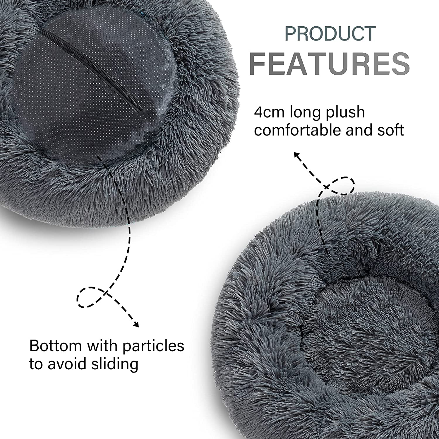 Momopal Donut Dog Bed,Anti-Anxiety Calming round Pet Bed for Dog Cat,Washable Faux Fur Dog Beds& Furniture for Small Medium Large Dogs Cats Animals & Pet Supplies > Pet Supplies > Cat Supplies > Cat Furniture MoMoPal   