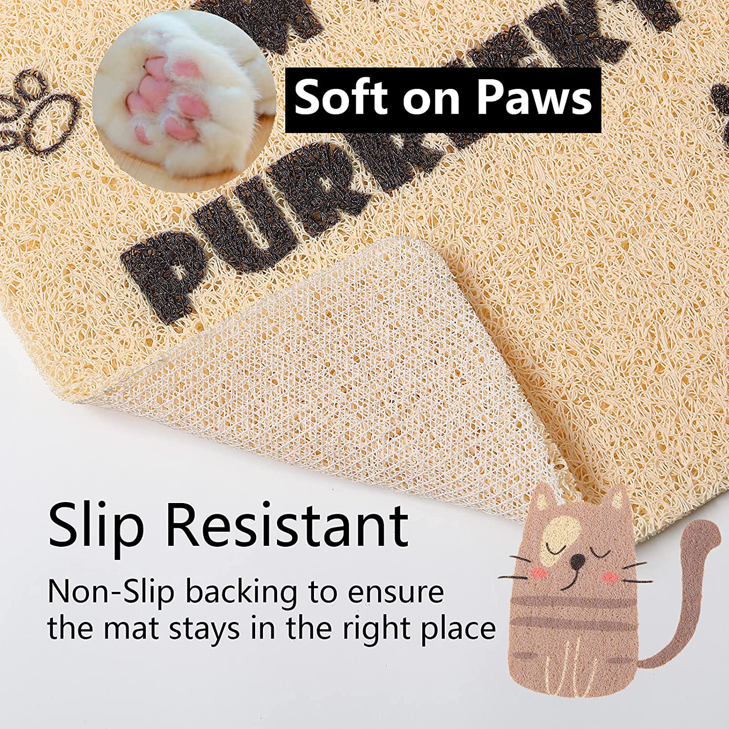 Peteizi Cat Litter Mat Trap, Pet Food Catching Placemat, Super Cute Easy to Clean 24"×16" Large Durable for Cats and Dogs - Sweet Dream Animals & Pet Supplies > Pet Supplies > Cat Supplies > Cat Litter Box Mats PetEiZi   