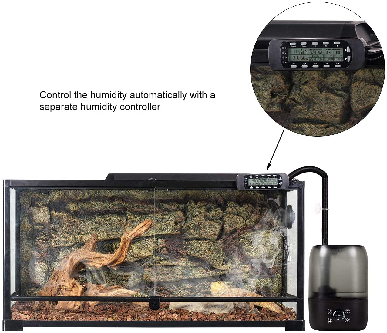 REPTI ZOO 4L Reptile Fogger Mister Tank Reptile Terrariums Humidifier Digital Tank Timing Terrarium Humidifier Smart Touch Screen Adjustable Fogger for Reptiles Amphibians Herps Animals & Pet Supplies > Pet Supplies > Reptile & Amphibian Supplies > Reptile & Amphibian Habitats REPTI ZOO   