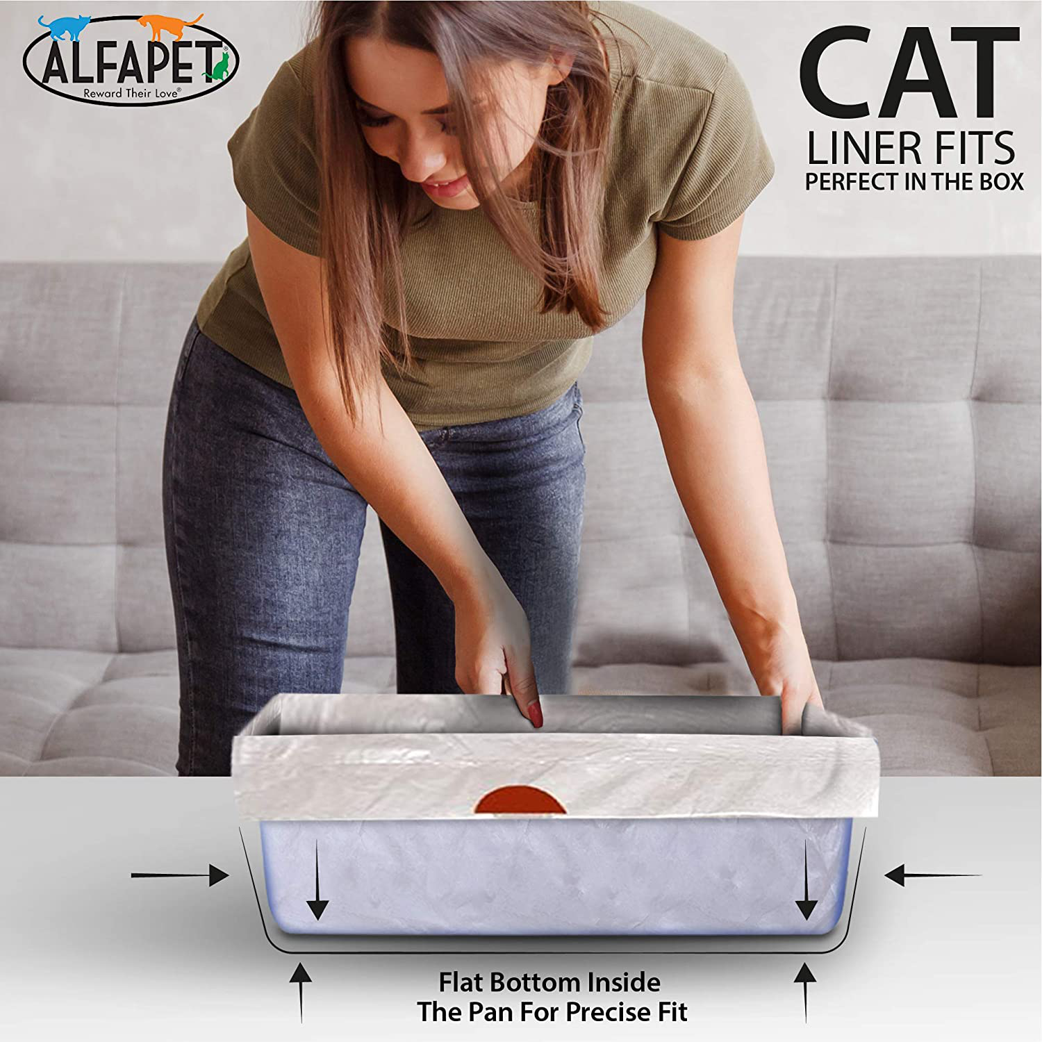 Alfapet Cat Litter Box Liners Extra Large-1 Box- Heavy Duty 2 Mil Thick Plastic, Clever Drawstring Liner for Easy Disposal- Flat Bottom for Easy, Secure Placement in Kitty Pan-Disposable Animals & Pet Supplies > Pet Supplies > Cat Supplies > Cat Litter Box Liners Alfapet   