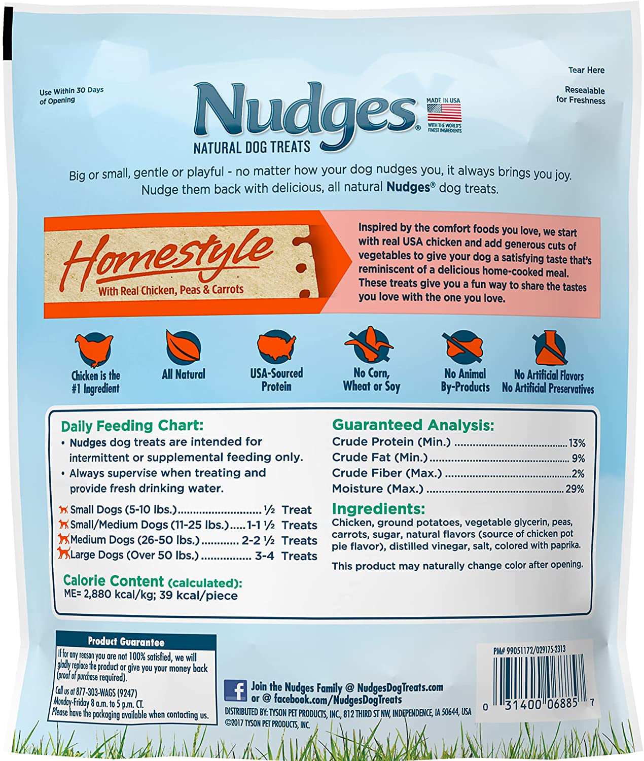 Nudges Natural Dog Treats Homestyle Made with Real Chicken, Peas, and Carrots Animals & Pet Supplies > Pet Supplies > Small Animal Supplies > Small Animal Treats Nudges   