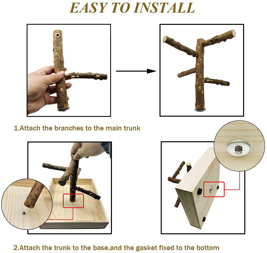 Hamiledyi Bird Perch Stand Tabletop,Parrot Playground Bird Gym Natural Wooden Perch Playstand Platform for Parrots Parakeets Canaries Cockatiels Conure Lovebirds Animals & Pet Supplies > Pet Supplies > Bird Supplies > Bird Gyms & Playstands Hamiledyi   