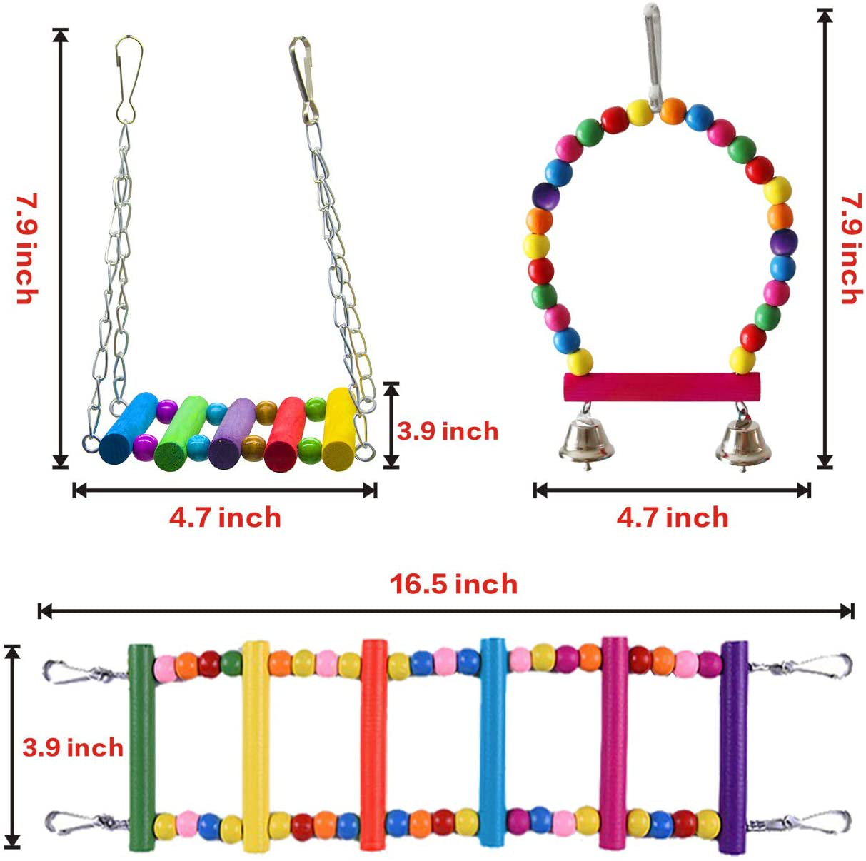 SUSYEE 16 Pcs Bird Toys Parrot Swing Toys Bird Perch Stand Chewing Hanging Swing Toys Pet Climbing Ladders Rattan Balls Suitable for Small Parakeets, Conures,Macaws,Cockatiel,Finches,Budgie,Love Birds Animals & Pet Supplies > Pet Supplies > Bird Supplies > Bird Ladders & Perches SUSYEE   