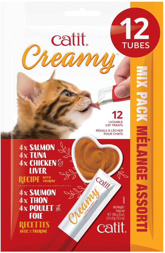 Catit Creamy Lickable Cat Treat, Healthy Cat Treat, Assortment, 12 Pack Animals & Pet Supplies > Pet Supplies > Cat Supplies > Cat Treats Catit   