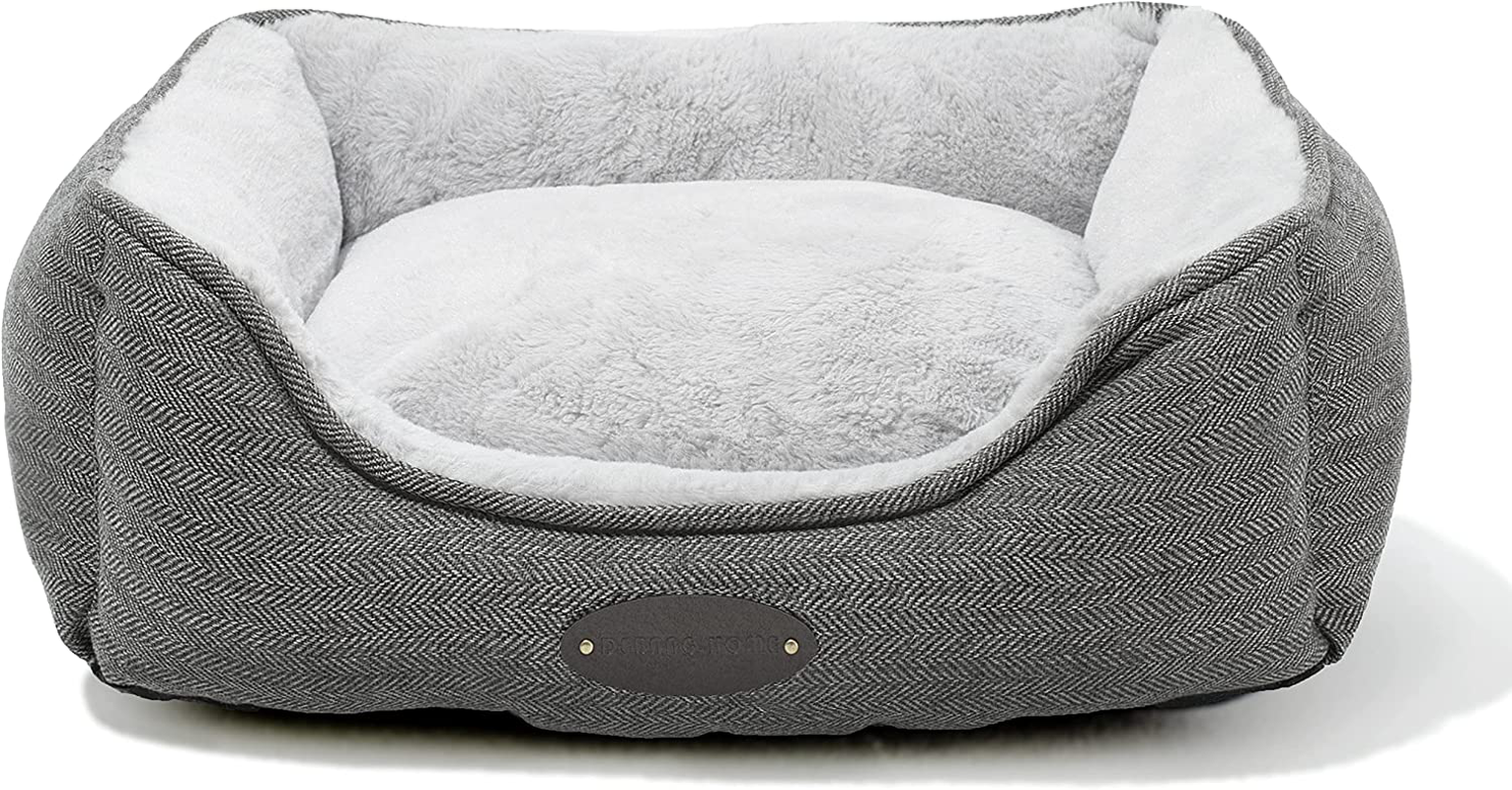 Dog Bed,Dog Beds for Medium Dogs,Cat Bed,Calming Dog Bed,Anxiety Comfy Durable Pet Beds with Reversible&Washable Cushion,Rectangle Dog Bed in Grey Color. DEBANG HOME