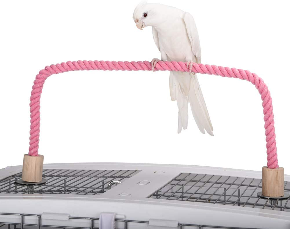 QBLEEV Bird Hemp Rope Perch Swing, Parrot Grinding Perches Cage Top Play Stands Playground Birdcage Accessories Rope Bungee Toys(Cage Not Included) Animals & Pet Supplies > Pet Supplies > Bird Supplies > Bird Gyms & Playstands QBLEEV pink  