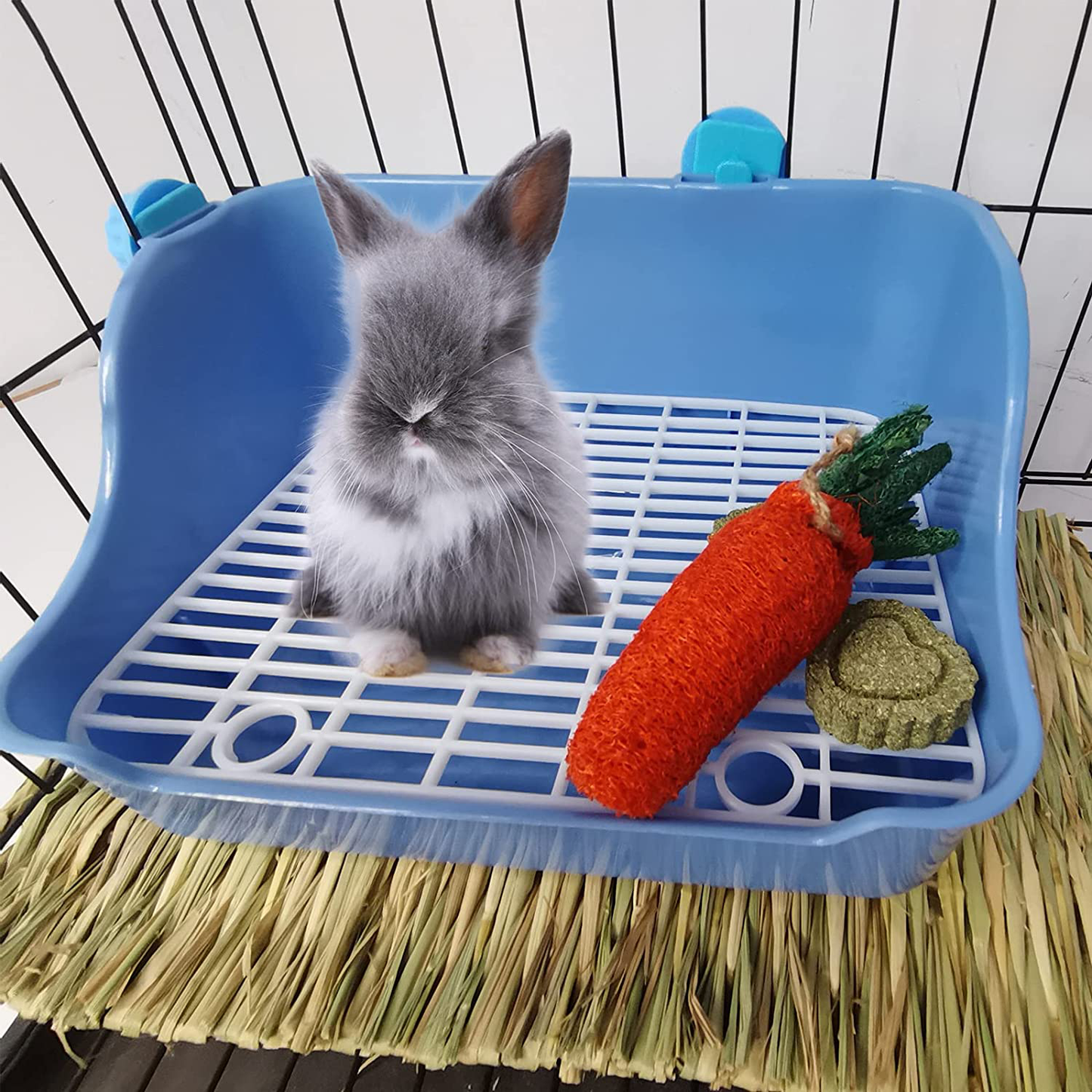 Kathson Rabbit Litter Box Pets Toilet Potty Trainer Corner Small Animals Litter Bedding Box Plastic Square Cage Box Pet Pan for Guinea Pig Hamster Bunny Gerbils Animals & Pet Supplies > Pet Supplies > Small Animal Supplies > Small Animal Bedding kathson   