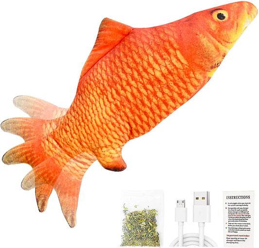 Backagin Fish Cat Toys 11" 2021 Upgraded, Realistic Dancing Fish Cat Chew Toy, Moving Fish Cat Kicker Toy, Fish Cat Toys, Catnip Toys Dog Toys, Kitten Toys, Fun Toys for Cat Exercise, Chargeable Animals & Pet Supplies > Pet Supplies > Cat Supplies > Cat Toys Backagin gold carp  