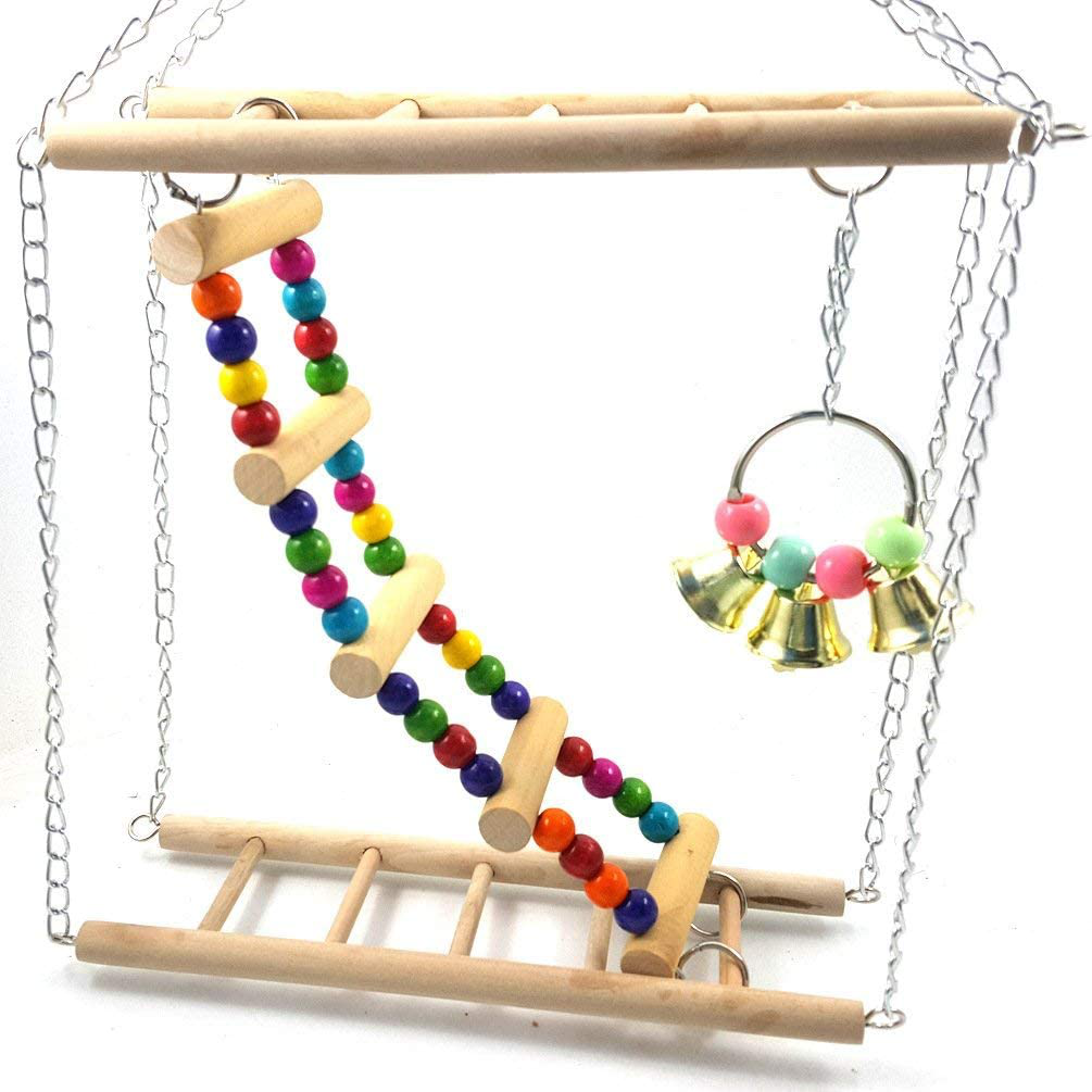 Hypeety Bird Wood Double Perch Ladder Puzzle Toy Luxury Bendable Ladder for Small Parakeets Cockatiels Conures Macaws Parrots Love Birds Finches Swing Perch Sets Toys Animals & Pet Supplies > Pet Supplies > Bird Supplies > Bird Ladders & Perches Hypeety   