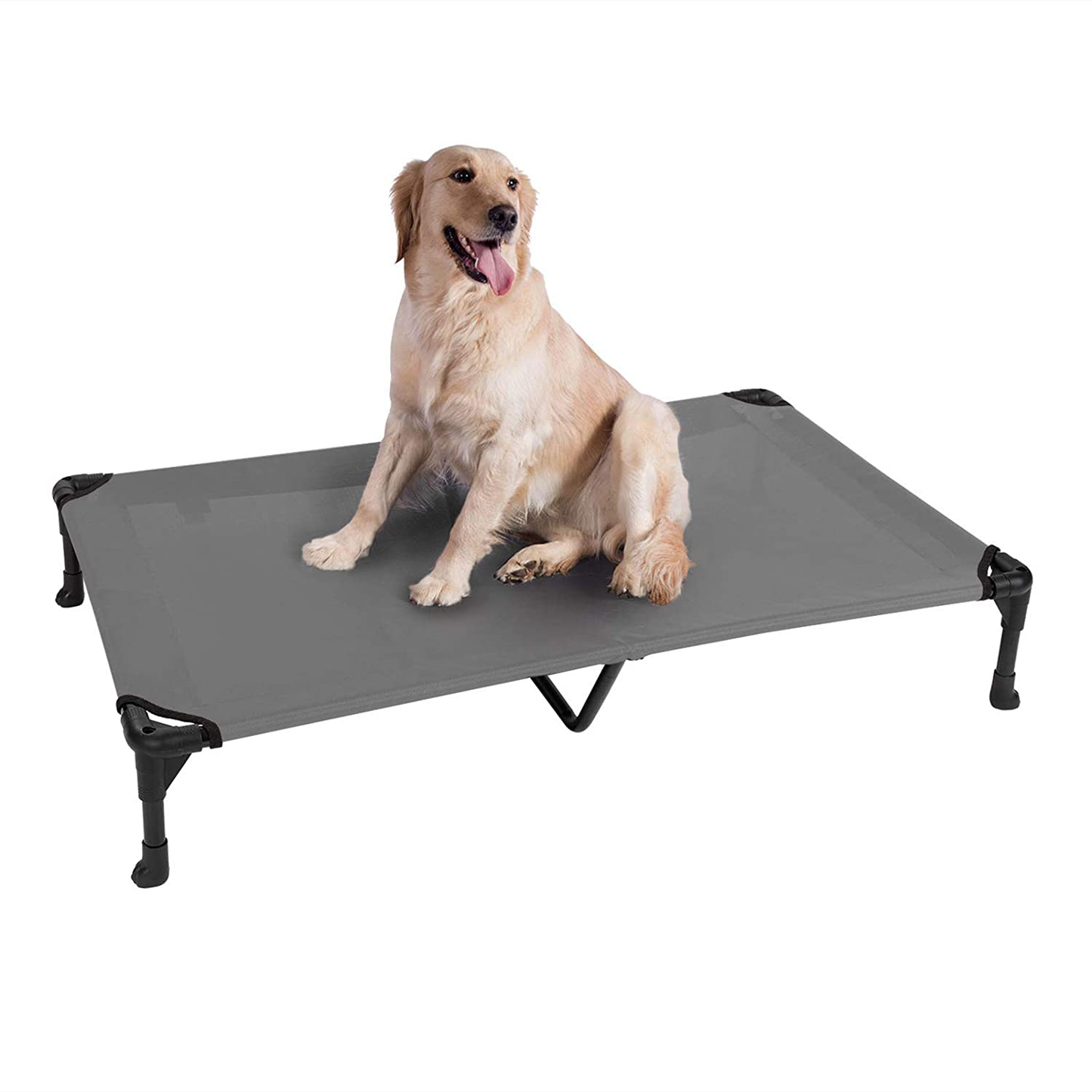 Veehoo Cooling Elevated Dog Bed, Portable Raised Pet Cot with Washable & Breathable Mesh, No-Slip Rubber Feet for Indoor & Outdoor Use, X Large, Silver Gray Animals & Pet Supplies > Pet Supplies > Dog Supplies > Dog Beds Veehoo Silver Gray-Mesh X-Large 