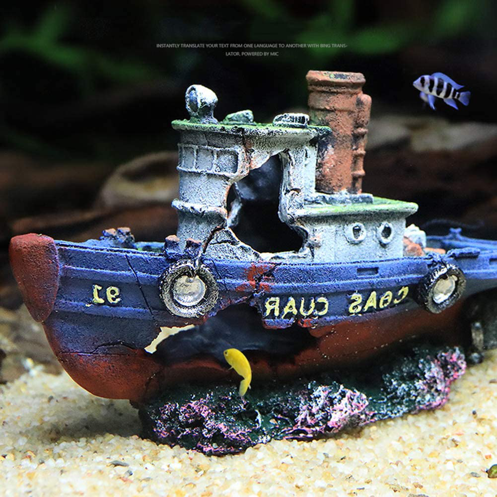 SLOCME Aquarium Large Shipwreck Decorations - Fish Tank Lifelike