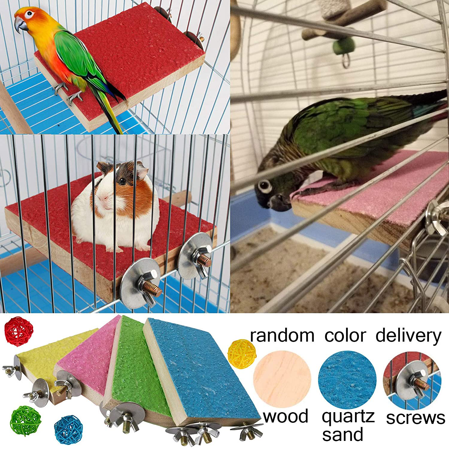Parrot Perch Stand 12PCS Wood Bird Perch Stand Platform Paw Grinding Rough-Surfaced Parakeet Cage Accessories Exercise Toy for Budgies Conure Cockatiel Hamster (Random Color) Animals & Pet Supplies > Pet Supplies > Bird Supplies > Bird Cage Accessories Hamiledyi   
